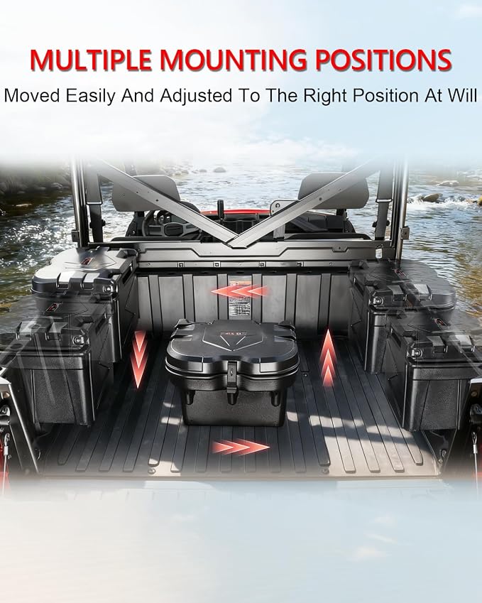 StarknightMT Bed Storage Box 24L/ 6GAL Compatible with Polaris Ranger XP 1000 500 570 900 General 1000 2016-2026 UTV Tool Box Rear Cargo Box Accessories 19 * 13.36 * 12.6 In