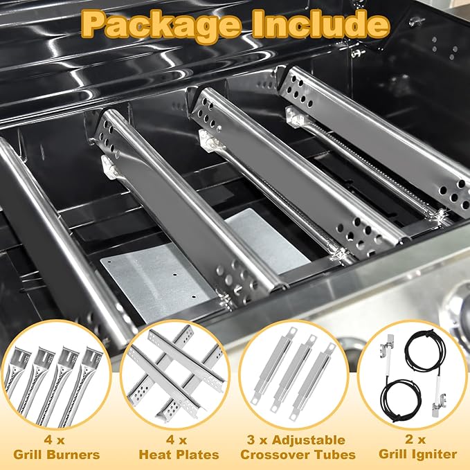 Grill Parts for Charbroil Performance 4 Burner 463377319 463347418 463342118 463347017 463377017 463342119 G470-5200-W1 Burner,G470-0004-W1 Heat Plates Igniter for Char Broil Grill Replacement Parts