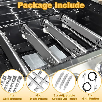 Grill Parts for Charbroil Performance 4 Burner 463377319 463347418 463342118 463347017 463377017 463342119 G470-5200-W1 Burner,G470-0004-W1 Heat Plates Igniter for Char Broil Grill Replacement Parts
