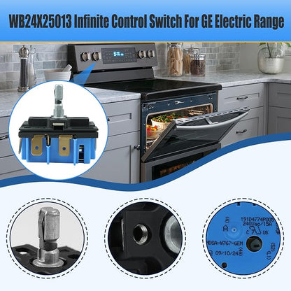 WB24X25013 Electric Range Infinite Control Switch Replace for GE, WB24X25013 Surface Element Control Switch, for 191d4774p005,Ap5999509,4464832,PS11729102,Suitable for GE Appliances