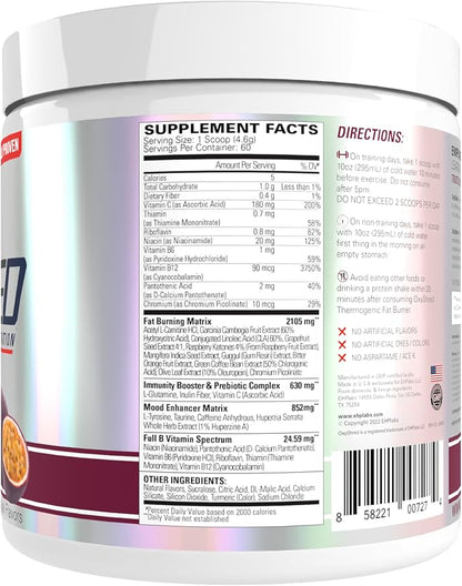 EHP Labs OxyShred Pre Workout Powder & Shredding Supplement - Preworkout Powder with L Glutamine & Acetyl L Carnitine, Energy Boost Drink - Passionfruit, 60 Servings