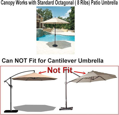 9ft Patio Umbrella Replacement Canopy Market Umbrella Top Outdoor Umbrella Canopy with 8 Ribs,Vented Canopy, Fade Resistant, UPF 50+ Excellent Sun Protection