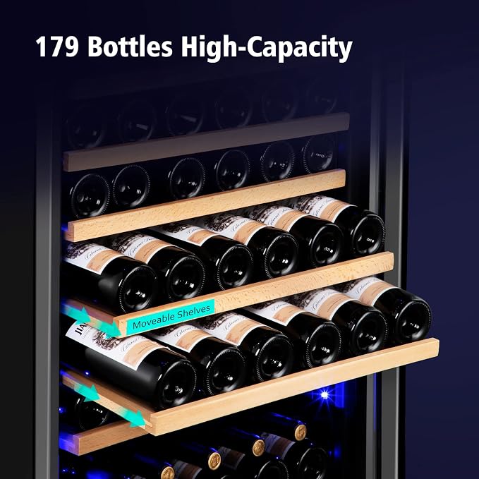 Velivi Wine Cooler Refrigerator, 179 Bottles Professional Wine Fridge | with Powerful Compressor,Quiet Operation and Elegant Design for Wine Lovers