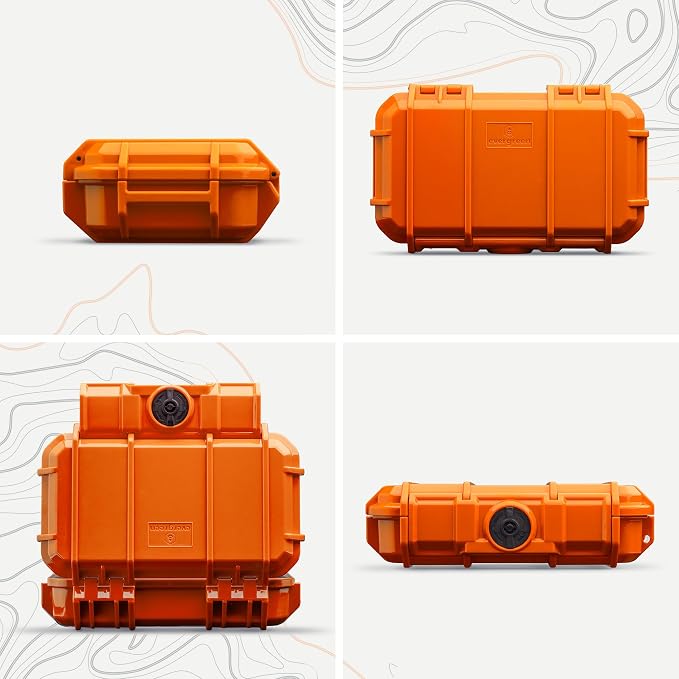 Evergreen 56 Dry Box - EDC Tough Protective Case USA Made for Organization of Cameras, Phones, Camping, Fishing, Hiking, Water Sports (Orange)
