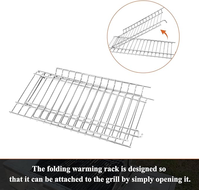 Hisencn Grill Parts for Nexgrill 4 Burner 720-0830H, 5 Burner 720-0888S 720-0888A Gas Grill, Cast Iron Cooking Grate and Stainless Steel Warming Rack, Grill Replacement for Nexgrill Parts