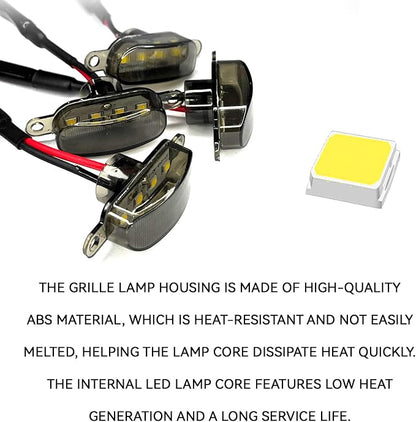 4 PCS Grille Lights for Trucks, Amber LED Lights with Wiring Harness, Waterproof Car Front Grille Raptor Style Trim Lamps for Ford F150 F250 F350 Dodge Ram 1500, Car Accessories (Black & White)