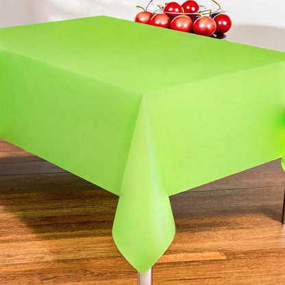 Lime Green Solid Rectangular Plastic Table Cover (54" x 108") 1 Count - Elegant Design & Premium Quality, Ideal For Parties, Events & Everyday Use