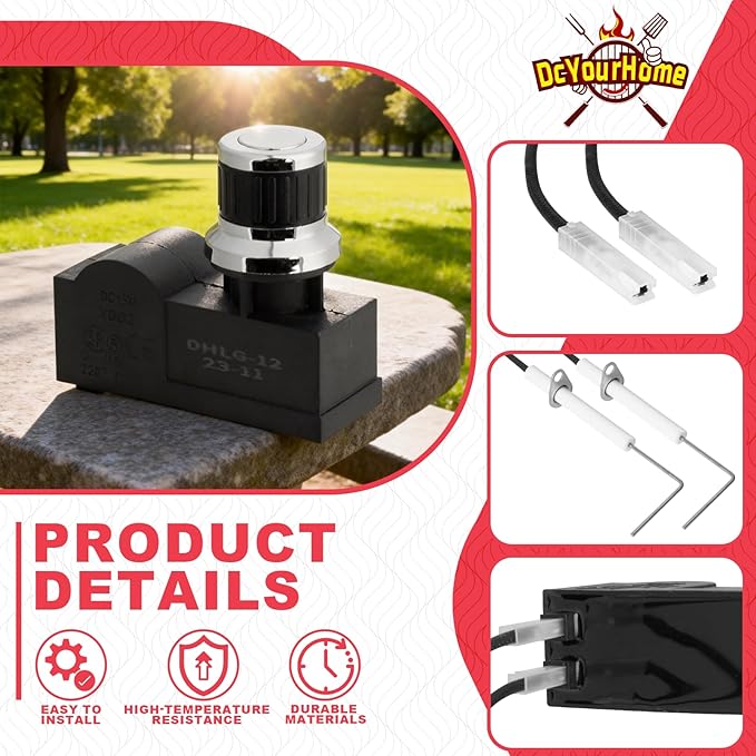 Grill Igniter Kit for Blackstone 28 Inch Griddle Igniter Replacement, Updated Universal 2-Outlet Electronic Ignitor Kit for Blackstone Griddle 28 inches Accessories, AA Battery Required