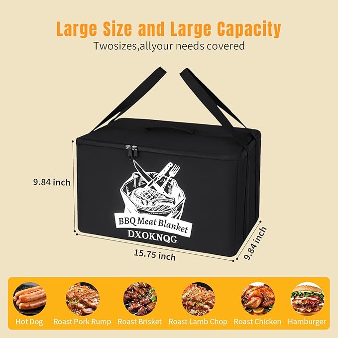 BBQ Insulated Food Bag - 5-Layer Thermal Cooler/Warmer for Grilling, Picnics | Collapsible, Waterproof, Large Capacity (Fits Roasts, Burgers & More)