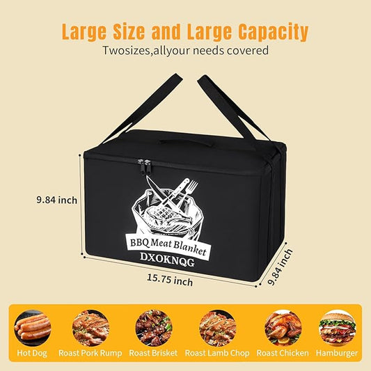 BBQ Insulated Food Bag - 5-Layer Thermal Cooler/Warmer for Grilling, Picnics | Collapsible, Waterproof, Large Capacity (Fits Roasts, Burgers & More)