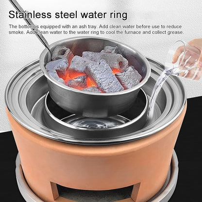 Portable Clay Charcoal Barbecue Stove Outdoor Grill with Complete Accessories for Camping Picnics and Backyard Cooking Lightweight and Easy to Use