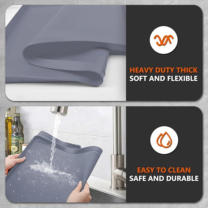 36" Silicone Griddle Mat for Blackstone 36 Inch Grill, Heavy Duty Food Grade Silicone Griddle Cover, Protect Your Grill from Dirt & Rust All Year Round (Gray)