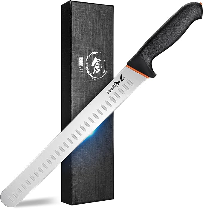 Golden Bird Professional Brisket Knife - 12 Inch Multifunction Carving Knife, Razor Sharp Stainless Steel Slicing Knives, Granton Edge Brisket Trimming Knives