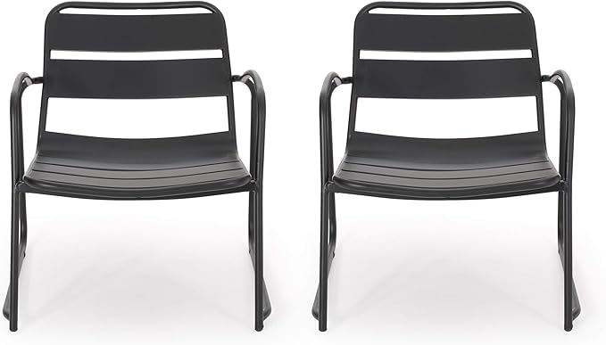 Christopher Knight Home Cowan Outdoor Dining Chair (Set of 2), Matte Black