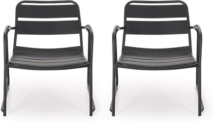 Christopher Knight Home Cowan Outdoor Dining Chair (Set of 2), Matte Black