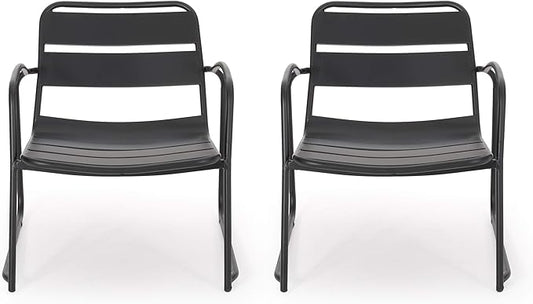 Christopher Knight Home Cowan Outdoor Dining Chair (Set of 2), Matte Black