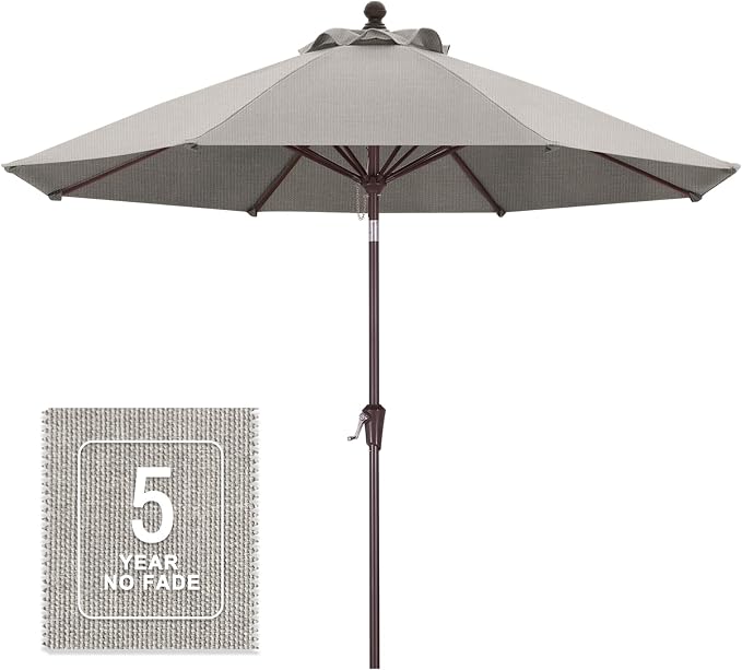MASTERCANOPY 9ft Olefin 5-Year-Non-Fading Patio Umbrella Beige | UV/Water/Fade-Resistant Canopy, Vented Top, 8 Fiberglass Ribs – Ideal For Deck, Yard, Market