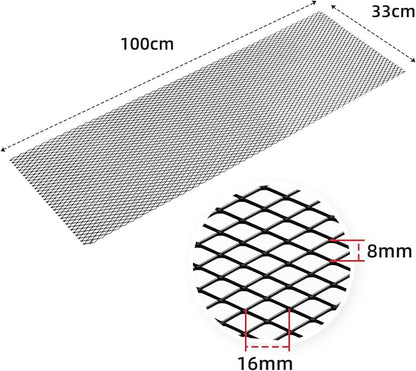 AggAuto Universal 40"x13" Car Grill Mesh 8x16mm Rhombic Hole Black | Aluminum Alloy Automotive Grille Insert Bumper, One of the Most Multifunctional Shape Grids 100x33cm