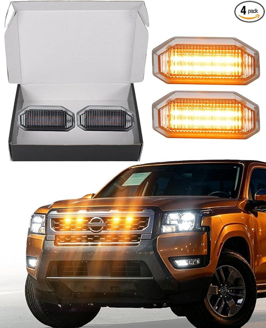 LED Front Grill Lights for Nissan Frontier 2025 2026 S SV SL, Yellow | Frontier Raptor Grille Lights, Frontier LED Lights Upgrade, Snap-in Installation, OEM Style, Off-road Driving