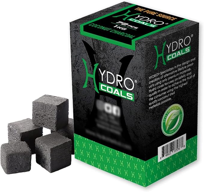Hydro Coconut Charcoal - Ultimate Grilling & BBQ Experience with Cubes Made of Coconut Shell, Long-Lasting Odorless Charcoal - (1 KG)