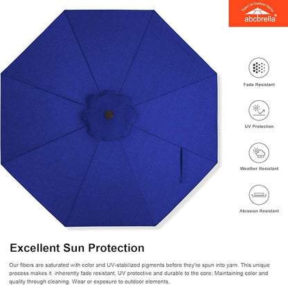 ABCCANOPY OLEFIN® 5-Year No Fading 9FT Outdoor Patio Umbrella(Deep Blue) | Fade & UV Resistant Fabric,8 Fiberglass Ribs，Wind Vent，Crank Lift & Tilt,Outdoor Table Umbrella for Deck,Backyard,Yard