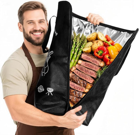 BBQ Blanket for Resting Meat – 5-Layer Insulated Brisket Blanket & Meat Resting Bag, Keeps Brisket, Turkey, Pork Shoulder & Ribs Juicy, Smoker Grill Accessories & BBQ Gifts for Men, Dads -- Black