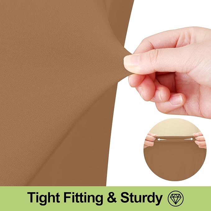 Smiry 2 Pack Spandex Elastic Fitted Table Cloth Skirt for 8FT Table | Stretch Washable Table Cloth, Banquet Table Cover for Wedding, Party, Indoor & Trade Shows, (Khaki, 96Lx30Wx30H)