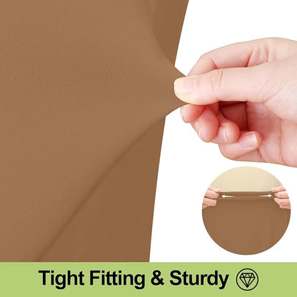 Smiry Spandex Elastic Fitted Table Cloth Skirt for 4FT Rectangle Table | Stretch Washable Table Cloth, Banquet Table Cover for Wedding, Party, Indoor & Trade Shows, (Khaki, 48Lx30Wx30H)