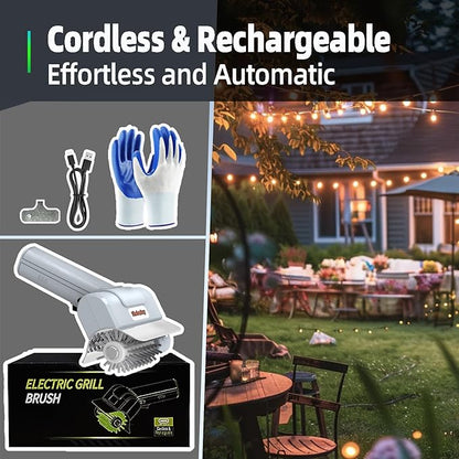 Electric Grill Brush and Cleaner - Cordless Rechargeable BBQ Cleaning Tool with Stainless Steel Removable Head, Dishwasher Safe, USB-C 4000mAh Battery for Grill Grates(Grey)