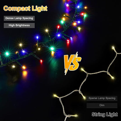 Color Changing String Lights, 500 LED Warm White & Multicolor Christmas Lights Plug in, 10 Modes Timer LED Fairy Lights, Waterproof Christmas Lights Outdoor for Xmas Tree Party Bedroom Decor