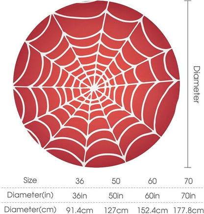 Spider Web Heros Tablecloth, White Spiderweb Red Cobweb Water Resistant Wipeable Table Cover for Picnic Party Holiday Kitchen Dinner Table 36"