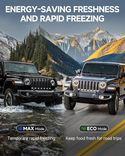 BODEGA 12 Volt Car Refrigerator, 100Quart (95L) Dual Zone Car Fridge APP Control, Portable Freezer, -4℉-68℉ RV Electric Cooler 12/24V DC &100-240V AC for Outdoor, Camping, Travel