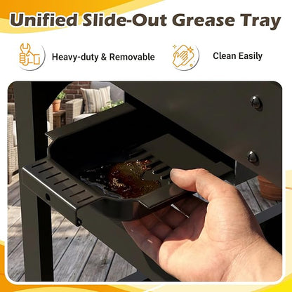 EROMMY Integrated design of baking tray and grill, Propane Grill with Side Burner, Porcelain-Enameled Cast Iron Grates, 646SQIN Large Cooking Area for Outdoor Patio Backyard Barbecue & Party Events
