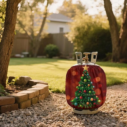 Xmas Tree Propane Tank Cover 20lb Weather Resistance Gas Tank Cylinder Cover for Outdoor Camping Yard Waterproof Grill Accessories Gift for Christmas