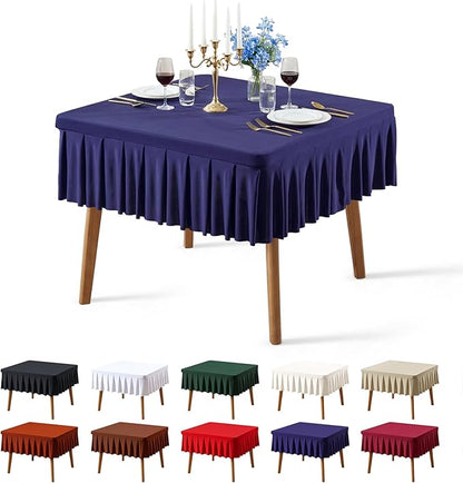 PARTISKY Navy Blue Spandex Square Tablecloths 34x34 Inch, Wrinkle Free Fitted Card Table Cloth Stretch Square Table Cover for Kitchen Dinner, Holiday Party, Wedding Banquet, Display Trade Show