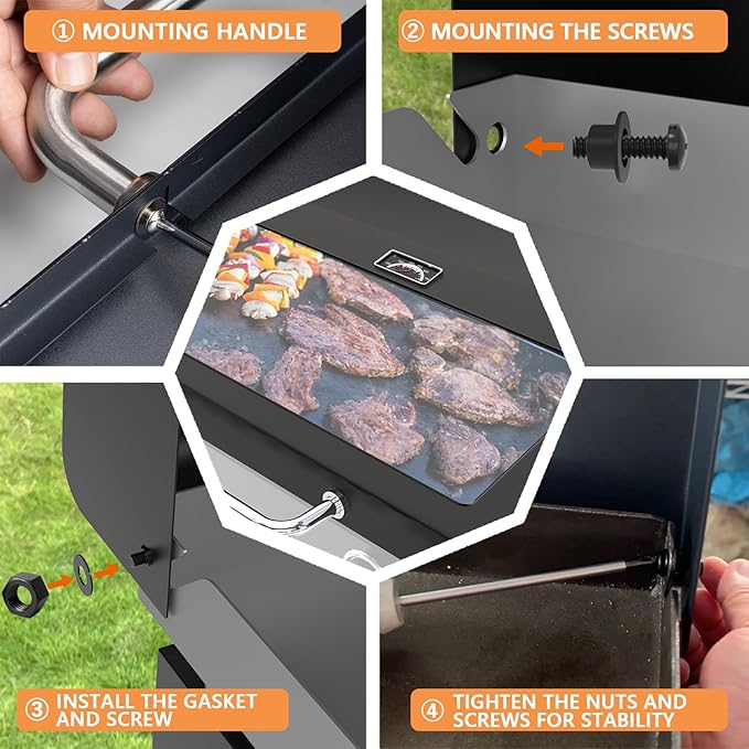 Upgrade Hinged Lid for Blackstone 28" Omnivore Griddle Hood,5857 Visualized Tempered Glass Hard Cover for Blackstone Lid 28" Omnivore 2206 1883 1517 2287 etc.Flat Top Griddle Accessories w/Thermometer