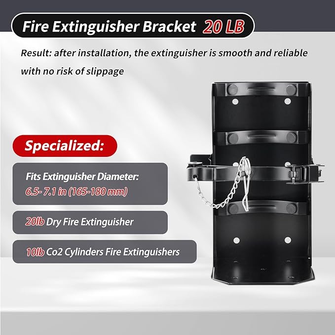 𝙐𝙥𝙜𝙧𝙖𝙙𝙚 2 Pack 20 LB Fire Extinguisher Bracket，Fire Extinguisher Mount St12 Steel, Fit 20 lb Dry/10 lb CO2 Extinguisher for School Boat Truck Replace amerex 809, 3-Yr Service