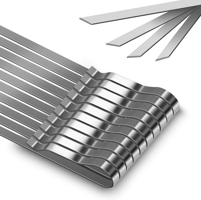 Kabob Skewers 17" Stainless Steel Long BBQ Barbecue Skewers | Flat Metal Kebob Sticks Wide Reusable Grilling Skewers for Meat Chicken,Set of 12 with Storage Bag