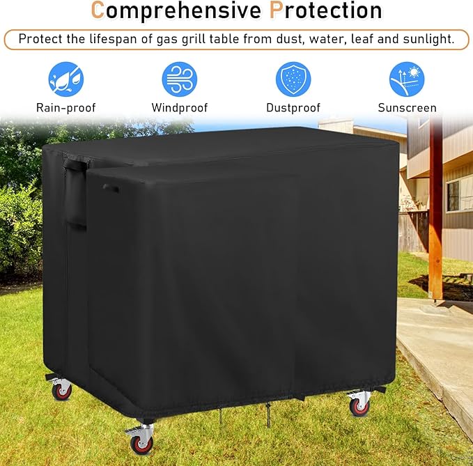 Prep Table Cover for Movable Dining Cart Table, 38inch Outdoor BBQ Cart Cover Bar Tool Cart Covers Cooler Covers - 38"L×27"W×39"H, Black