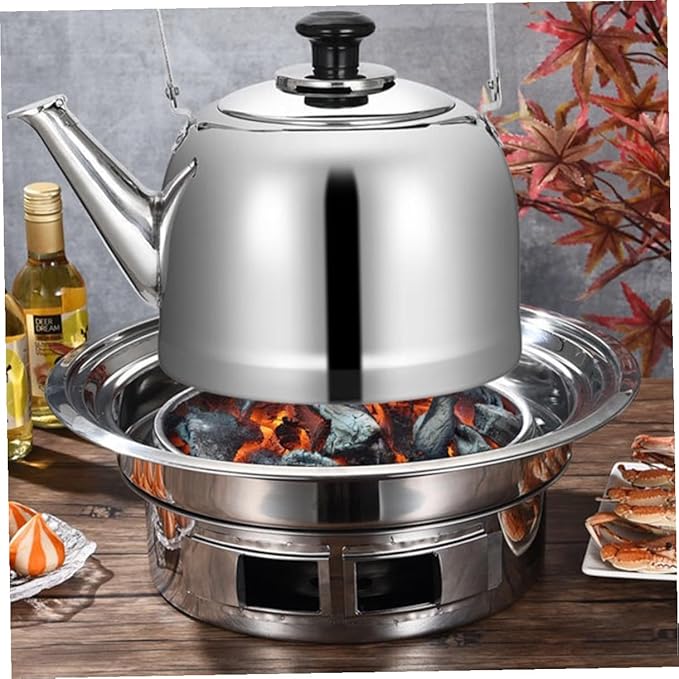 Luxshiny Portable Stainless Steel Korean Charcoal Grill Bbq Stove with Grill Rack, Small Outdoor Barbecue Oven for Picnic and Camping