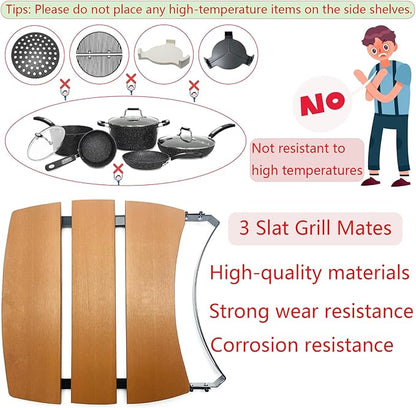With Folding Side Shelves Table, Replacement Parts for BGE, Big Green Egg Large 18" Smoker Charcoal Grill, Outdoor Storage Side Table