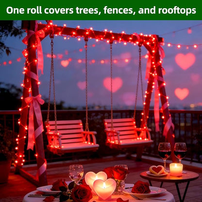 300LED Valentine Lights Outdoor Indoor Use, 12 Lighting Modes 75ft Valentines Day Decorations with Timer, Dimmable Plug in Red LED StringLights Waterproof for Bedroom Yard Tree Wedding Party Holiday