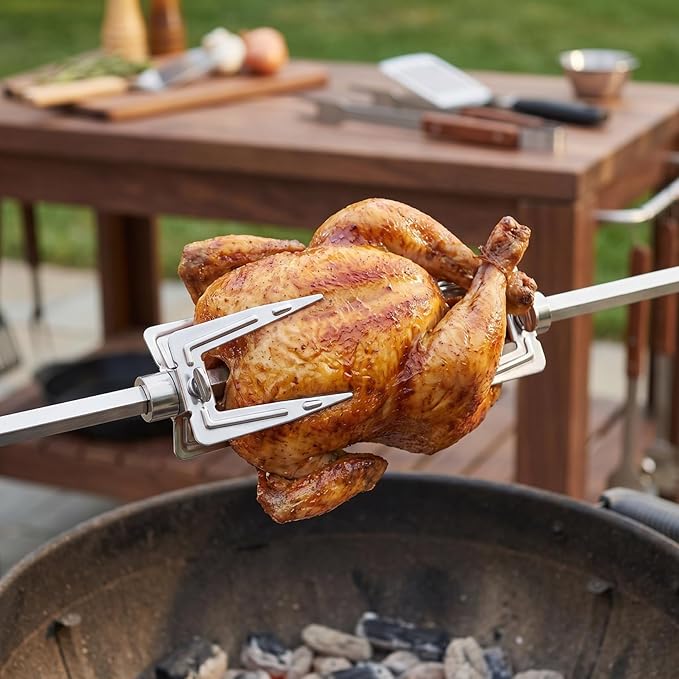 6 Sets of Silver Rotisserie Meat Forks, Grill Spit Rod Roast, Stainless Steel Chicken Grilling Fork, Air Fryer Fork Grill Spit for Home Kitchen Picnic BBQ Camping