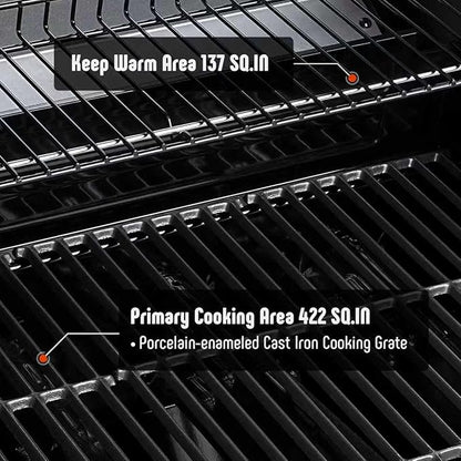 Feasto Propane Gas Grill, 36,000 BTU Outdoor Patio BBQ, Porcelain-Enameled Cookbox & Porcelain-Enameled Cast-Iron Grates, 559 Sq. In., Black (Black, 4) (Stainless Steel)