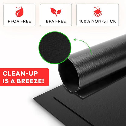 Grill Magic BBQ Grill Mat Set of 3-100% Nonstick Large Grilling Sheets - Heavy Duty Cooking Mats for Outdoor Grill Charcoal, Gas or Electric - Reusable, Extra Thick and Easy to Clean - 15.75 x 13