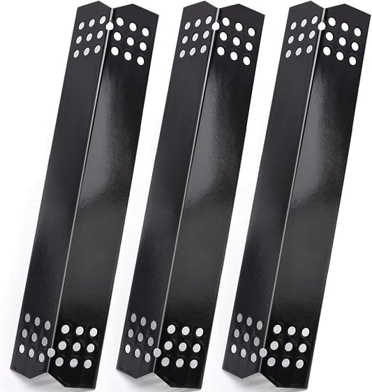 Set of 3 Heat Plate Shields for Nexgrill 720-0830H, 720-0783E, 720-0896B, Grill Master 720-0697, 720-0737, 7200697 Grill Replacement Parts, 14 9/16" Porcelain Steel Heat Tent Flame Tamer Replacement