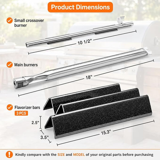 Spirit e210 Grill Parts, 7635 Flavorizer Bars and 69785 Grill Burner for Weber Spirit E210 E220 S210 S220 with Front Control, GS4 Spirit ll Parts, Gas Grill Flavor Bars and Burners