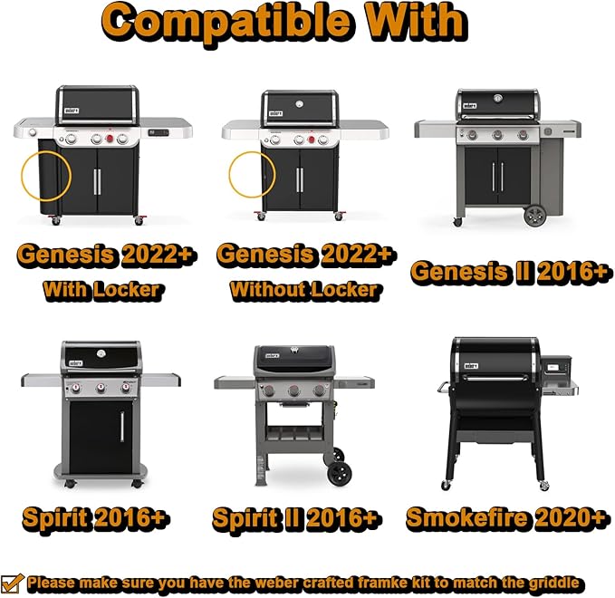 7672 Crafted Griddle Grill Replacement Parts for Weber Genesis Crafted Flat Top Griddle 2022+ EX-325S E-325S SX-325S Genesis II 300 400 Spirit 200 300 Series Smokefire EX4 EX6 Cast Iron Grill Plate