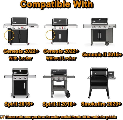 7672 Crafted Griddle Grill Replacement Parts for Weber Genesis Crafted Flat Top Griddle 2022+ EX-325S E-325S SX-325S Genesis II 300 400 Spirit 200 300 Series Smokefire EX4 EX6 Cast Iron Grill Plate