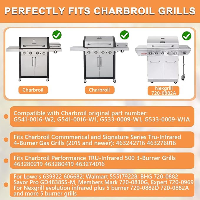G541-0016-W2 Infrared Grates for Charbroil Grill Replacement Parts Charbroil Tru-Infrared 4-Burner 463255020 463257520 466242716 463242715 463242716 463276016 466242715 G541-0016-W1 17 X 9.5"Cast Iron